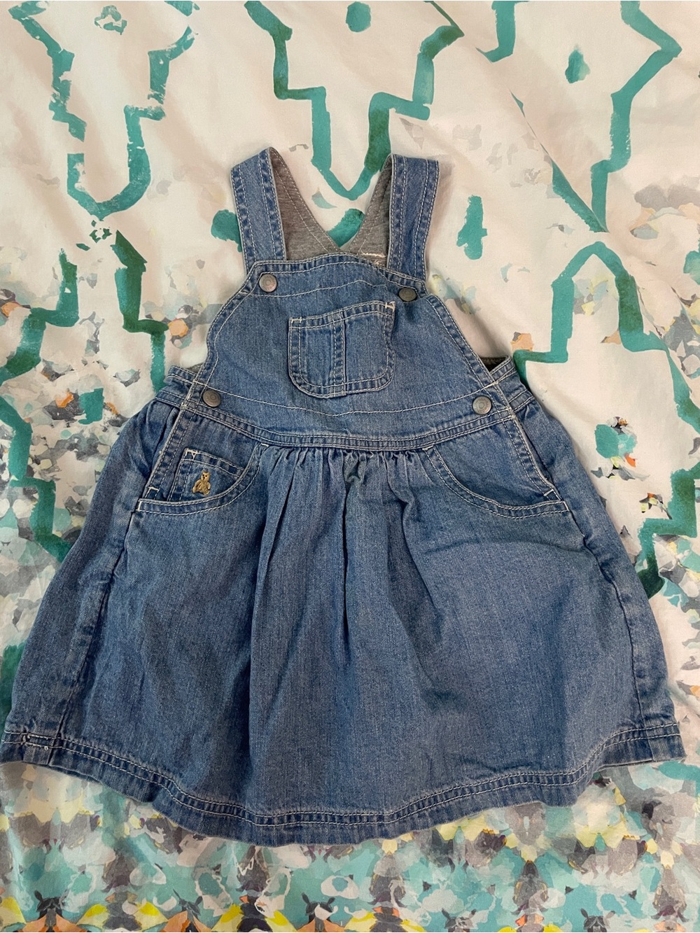 Classic Baby GAP adorable Blue layer Denim Dress Toddler Sz 12-18 2pcs